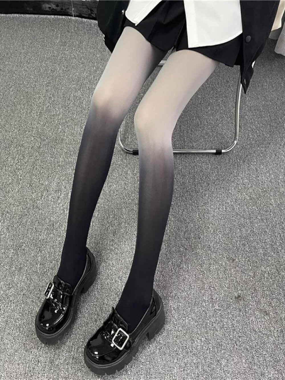 Women's Ombre Gradient Grey Opaque Tights Pantyhose Stockings Lolita Cosplay